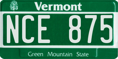 VT license plate NCE875