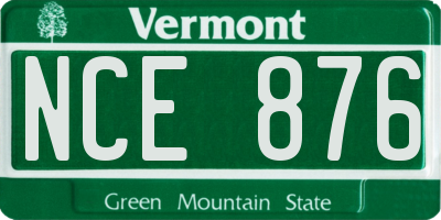 VT license plate NCE876
