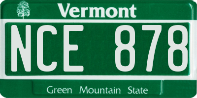 VT license plate NCE878
