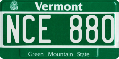 VT license plate NCE880