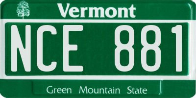 VT license plate NCE881