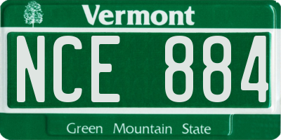 VT license plate NCE884