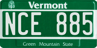 VT license plate NCE885