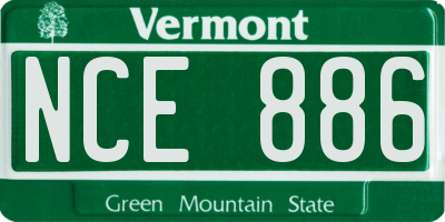 VT license plate NCE886