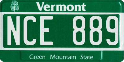 VT license plate NCE889