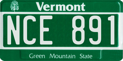 VT license plate NCE891