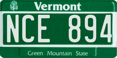VT license plate NCE894