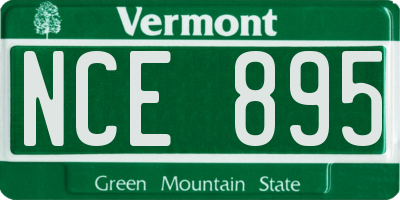 VT license plate NCE895