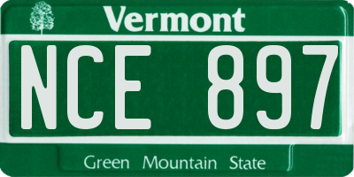 VT license plate NCE897