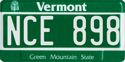 VT license plate NCE898