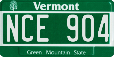 VT license plate NCE904
