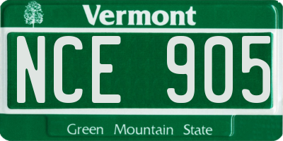VT license plate NCE905