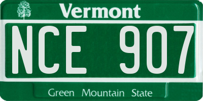 VT license plate NCE907