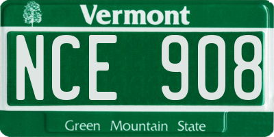 VT license plate NCE908