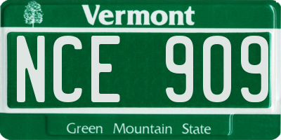 VT license plate NCE909