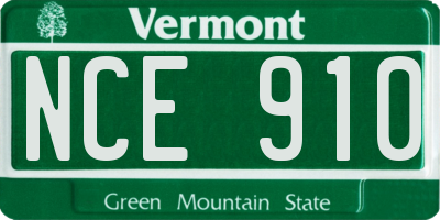 VT license plate NCE910
