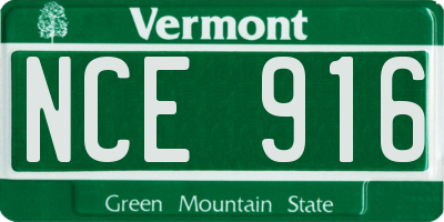 VT license plate NCE916