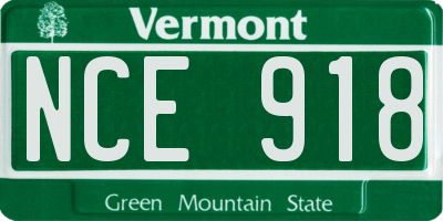 VT license plate NCE918