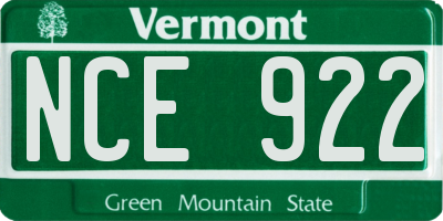 VT license plate NCE922