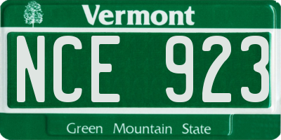 VT license plate NCE923