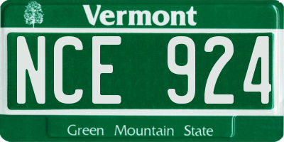 VT license plate NCE924