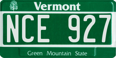 VT license plate NCE927