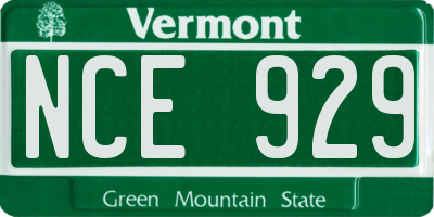 VT license plate NCE929