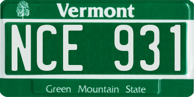 VT license plate NCE931