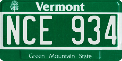 VT license plate NCE934