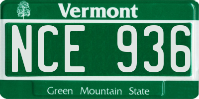 VT license plate NCE936