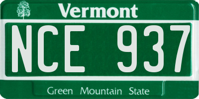 VT license plate NCE937