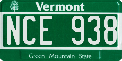 VT license plate NCE938