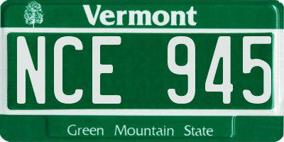 VT license plate NCE945