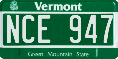 VT license plate NCE947