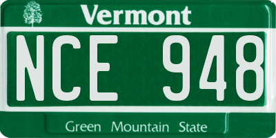 VT license plate NCE948
