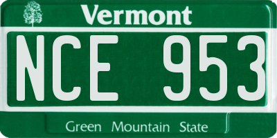 VT license plate NCE953