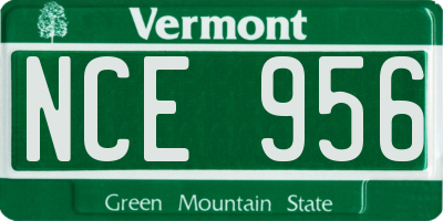 VT license plate NCE956