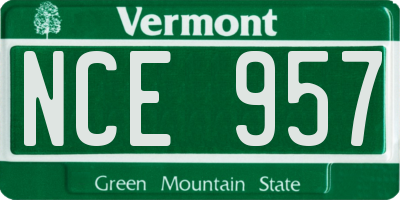 VT license plate NCE957