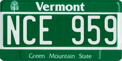 VT license plate NCE959