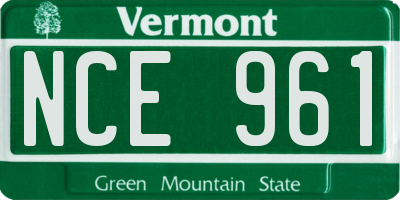 VT license plate NCE961