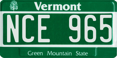VT license plate NCE965