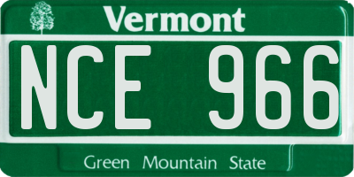 VT license plate NCE966