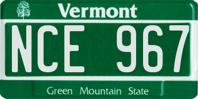 VT license plate NCE967