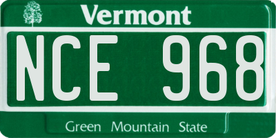 VT license plate NCE968