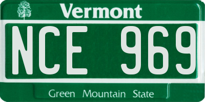 VT license plate NCE969