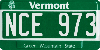 VT license plate NCE973