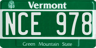 VT license plate NCE978