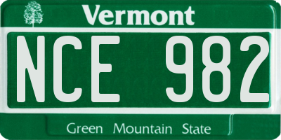 VT license plate NCE982