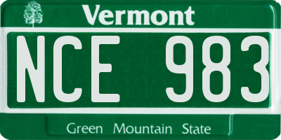VT license plate NCE983
