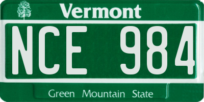 VT license plate NCE984